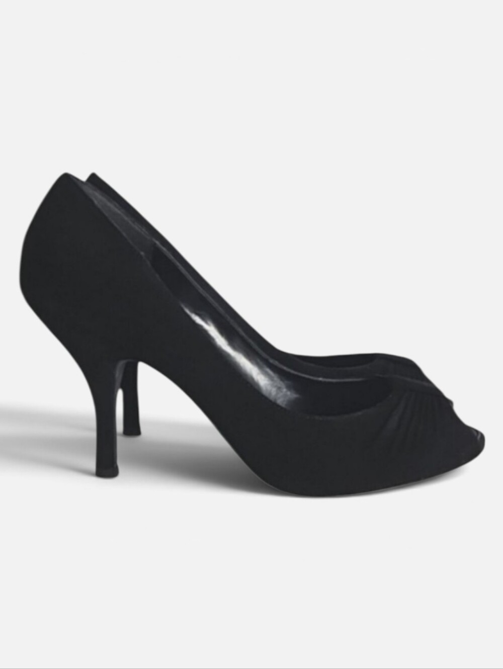 Nickels Soft Leather Black Peep Toe Pumps Size 9 Classic Office Siren Old Money